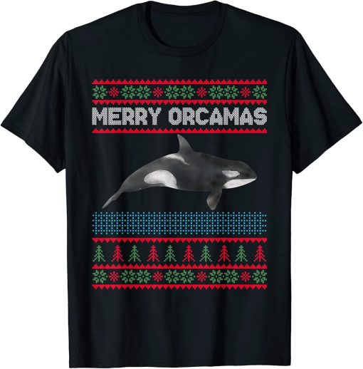 Merry Orcamas Sea Orca Whisperer Christmas Season T-Shirt