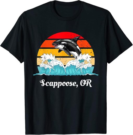 Vintage Scappoose Oregon Distressed Orca Killer Whale Art T-Shirt