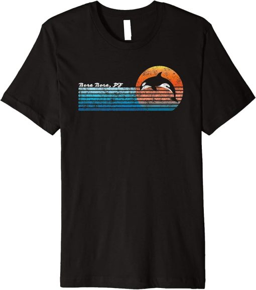 Vintage Bora Bora Retro 80s Orca Sunset Premium T-Shirt