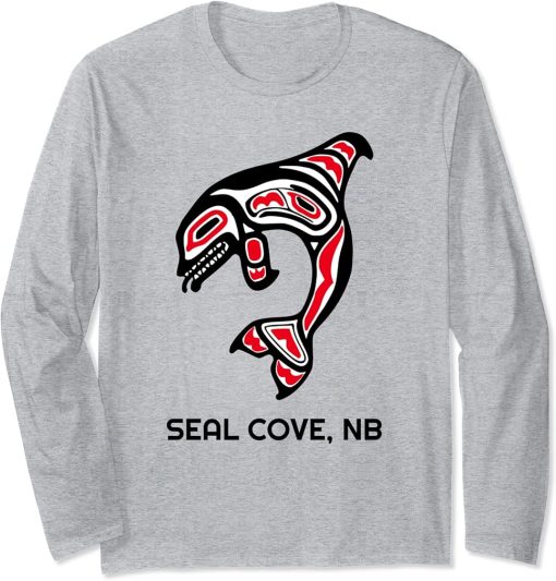 Seal Cove NB Native Indigenous Orca Killer Whales Long Sleeve T-Shirt